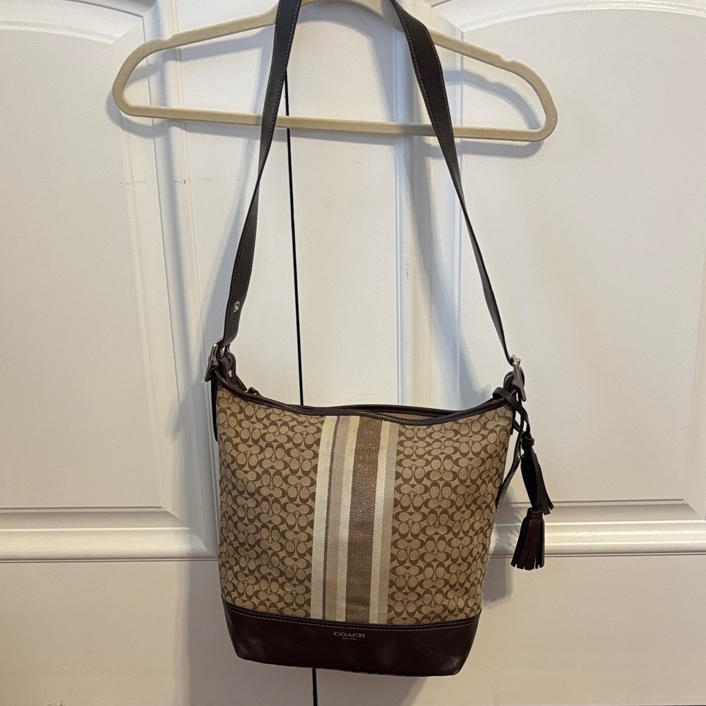 Coach Brown and Tan Shoulder Bag